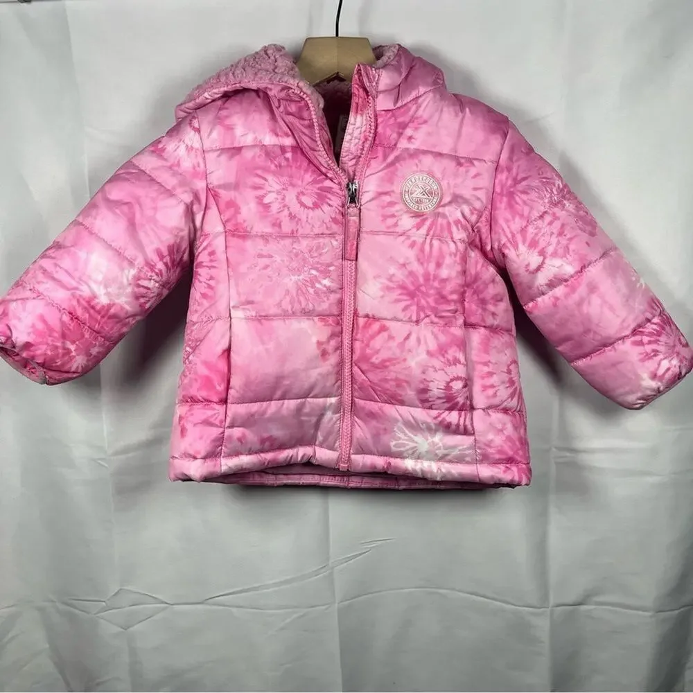 Zero exposure girls puffer coat 18-24 months tie dye pink fleece